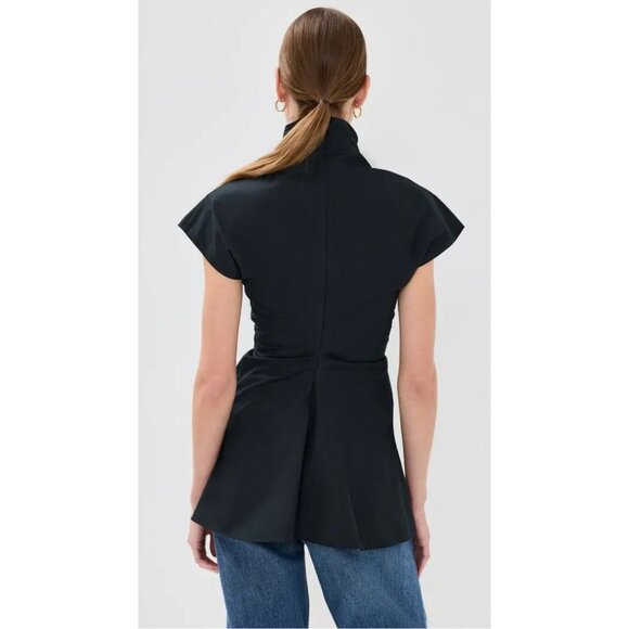 Rosetta Getty Funnel Neck Torqued Knit Top Fit & Flare Black Size L New $625.00 - Picture 4 of 15